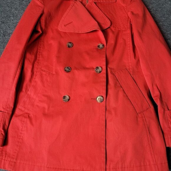 Theory Trench Coat Womens Size P Petite Double Breasted Orange Jacket - Picture 6 of 14